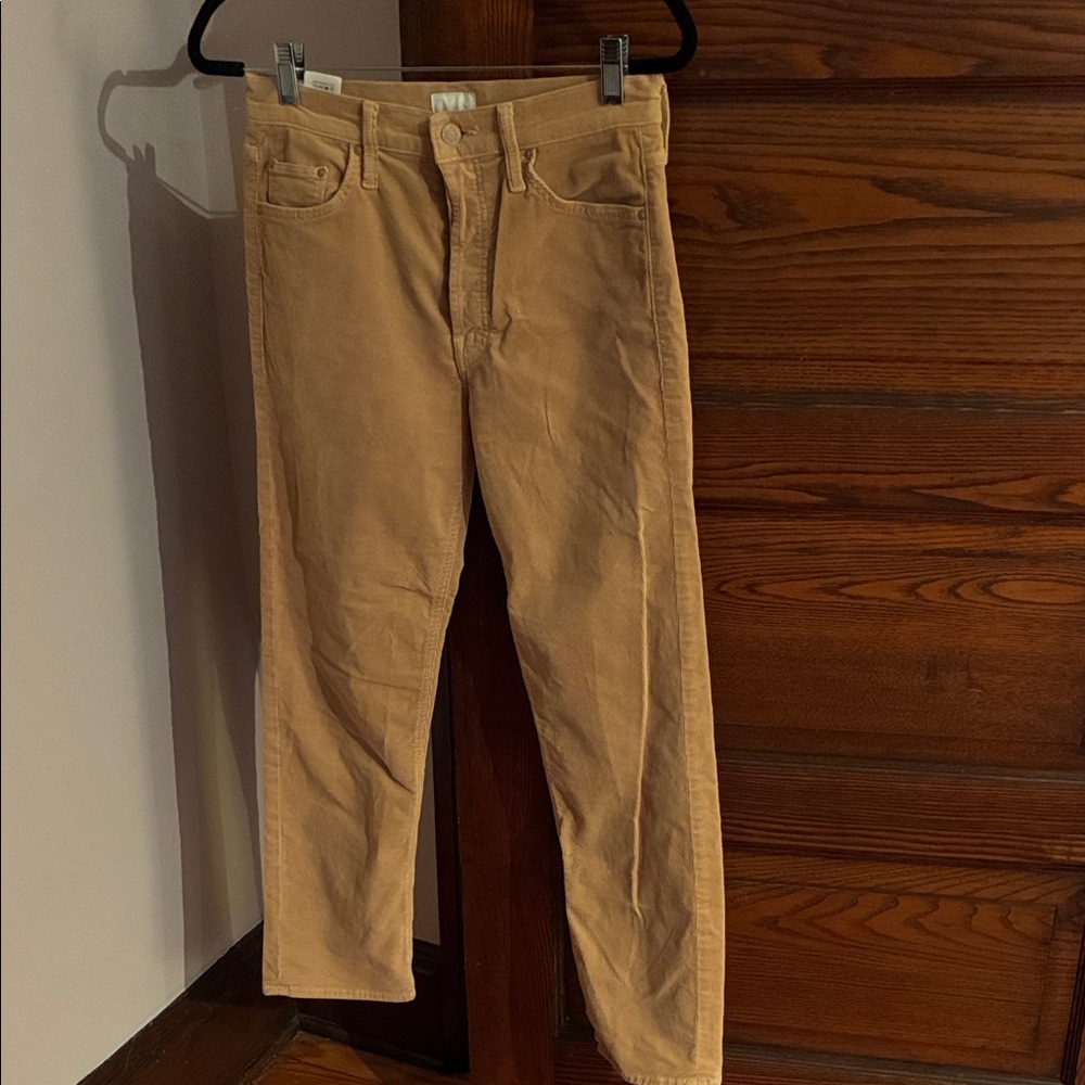 Beige Corduroy Slim Pants
